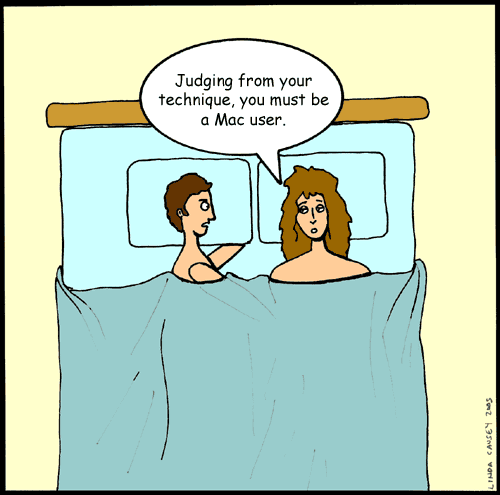 Mac user in bed